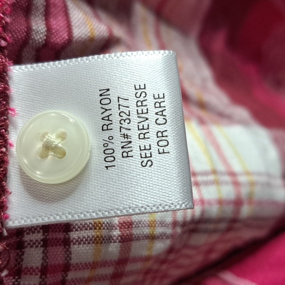 Croft & Barrow Pink Plaid Button Down Top #New PTP:22" Length 29.5" - Picture 5 of 6